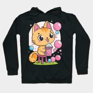 Cute Cat Loves Drinking Bubble Tea Hoodie